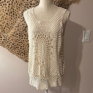 Ultra Pink Cream Crochet Tank Top